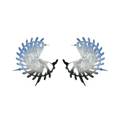 Botanic Elegy Hoop Earrings - Black & Baby Blue