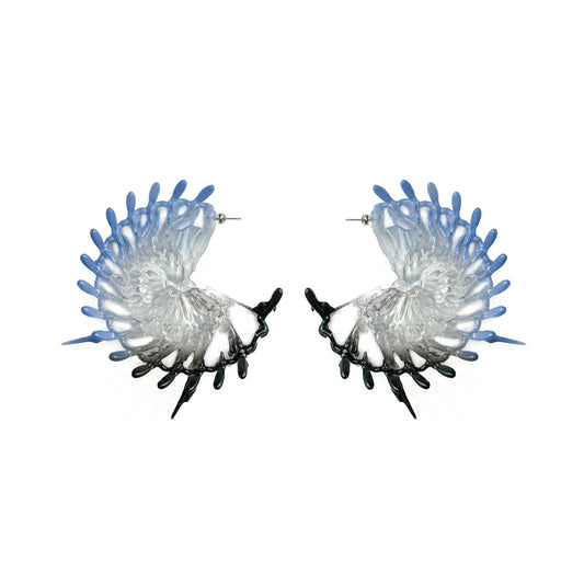 Botanic Elegy Hoop Earrings - Black & Baby Blue