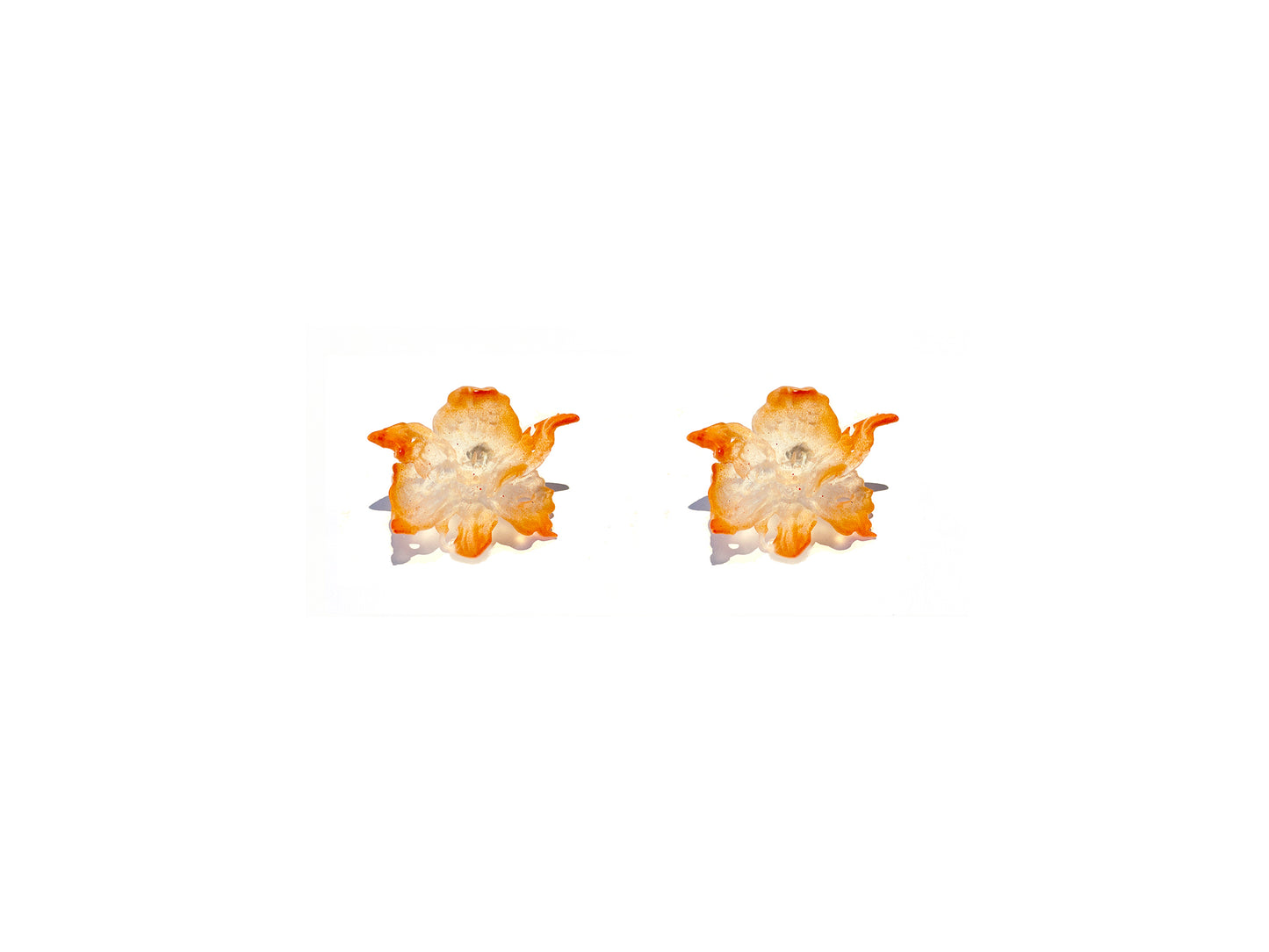 Mini Daffodils Blossom Stud Earrings- Orange Edge