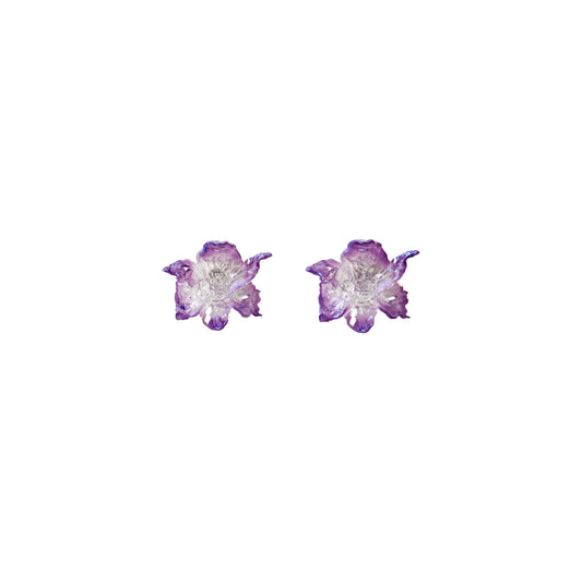 Mini Daffodils Blossom Stud Earrings- Purple Edge
