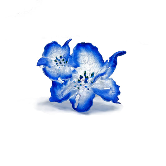 Daffodil Duo Flower Ring - Electric Blue Edge