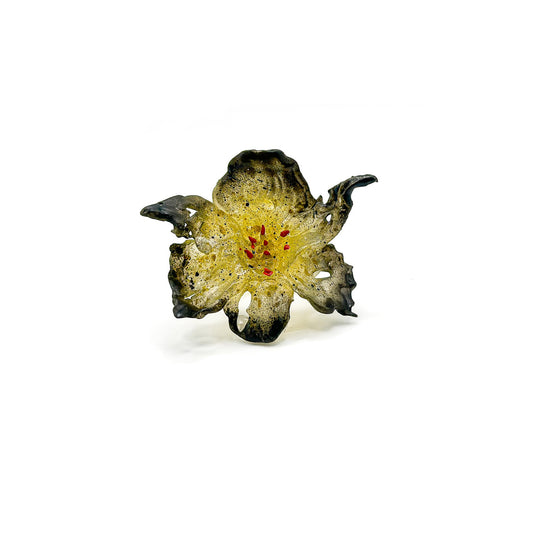 Daffodil Flower Ring Nº1 - Black Edge & Yellow