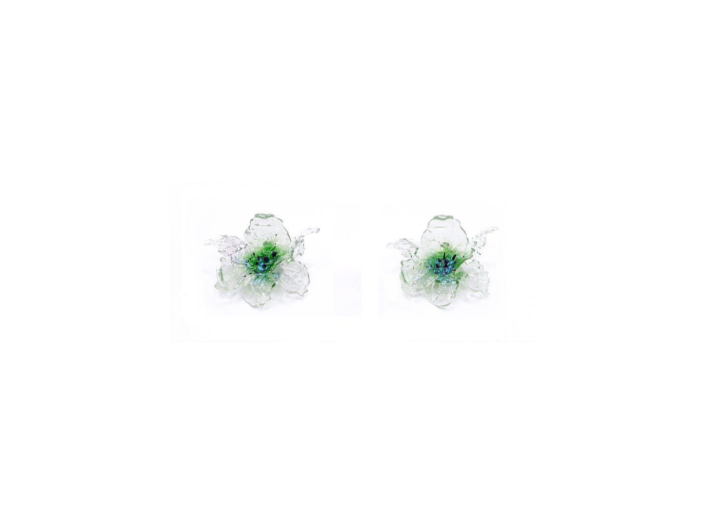 Mini Daffodils Earrings - Green point & Purple