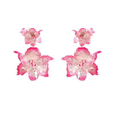 Daffodil Blossom Dangle Earrings -Electric Pink