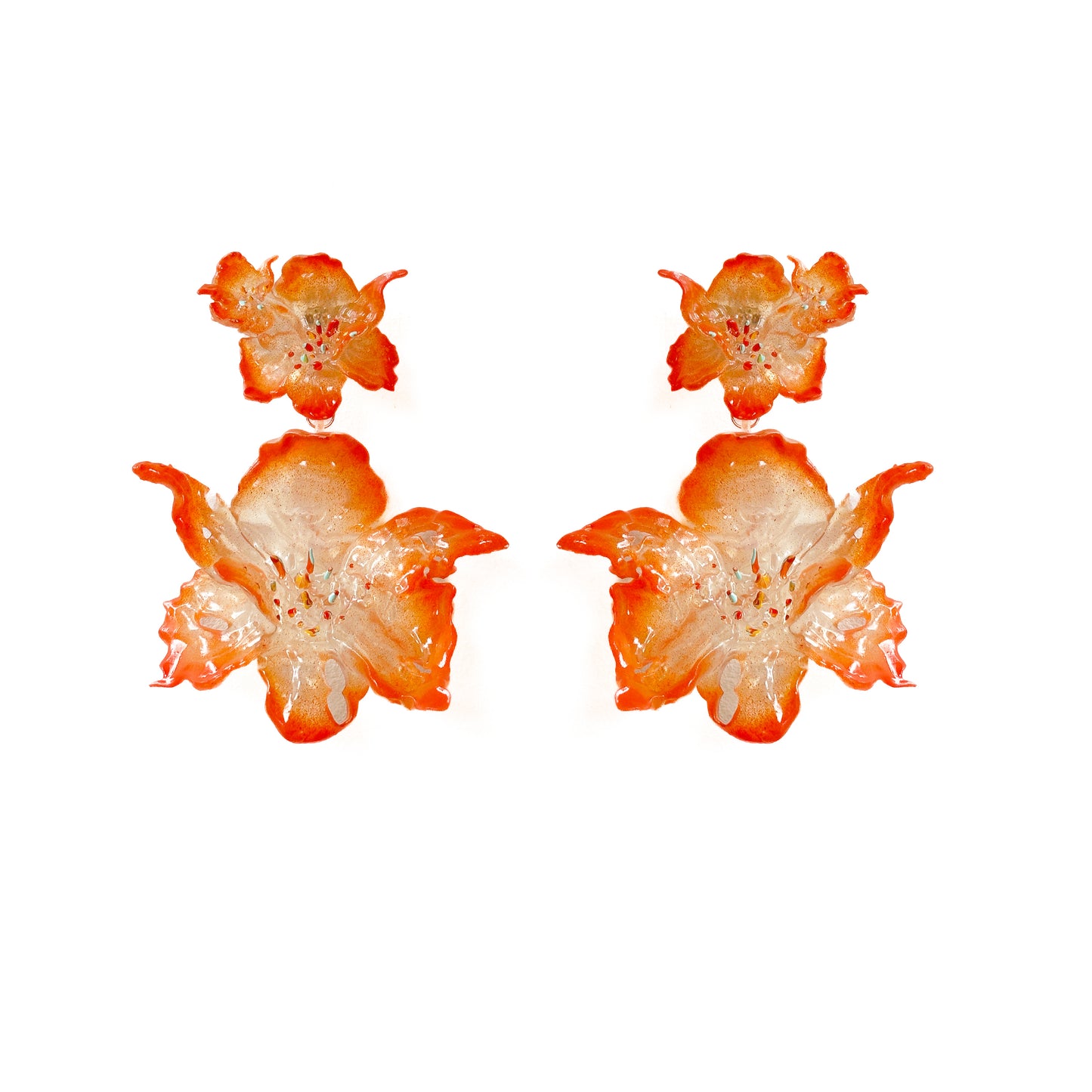 Daffodil Blossom Dangle Earrings -Orange