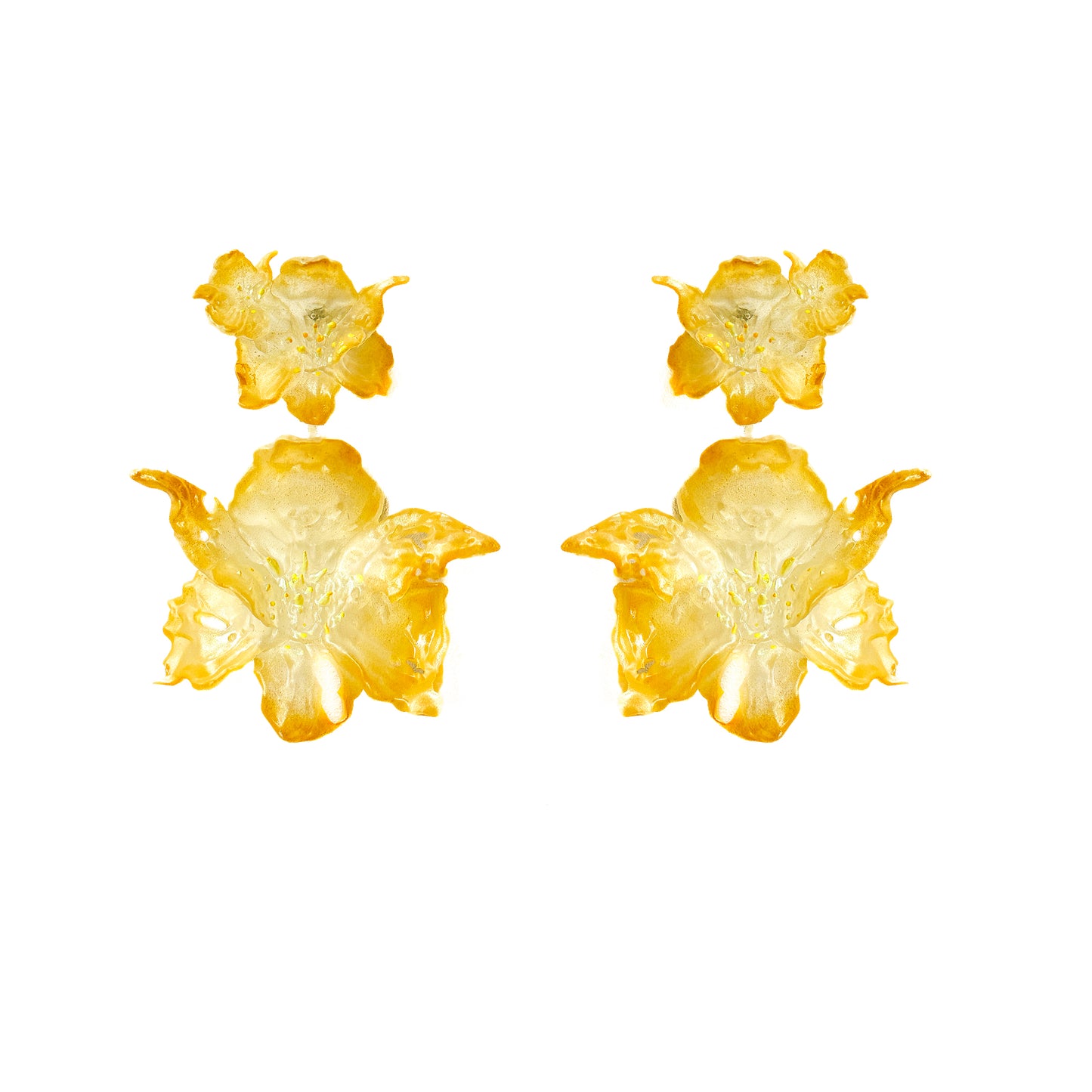 Daffodil Blossom Dangle Earrings -Yellow