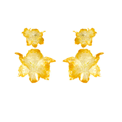 Daffodil Blossom Dangle Earrings -Yellow