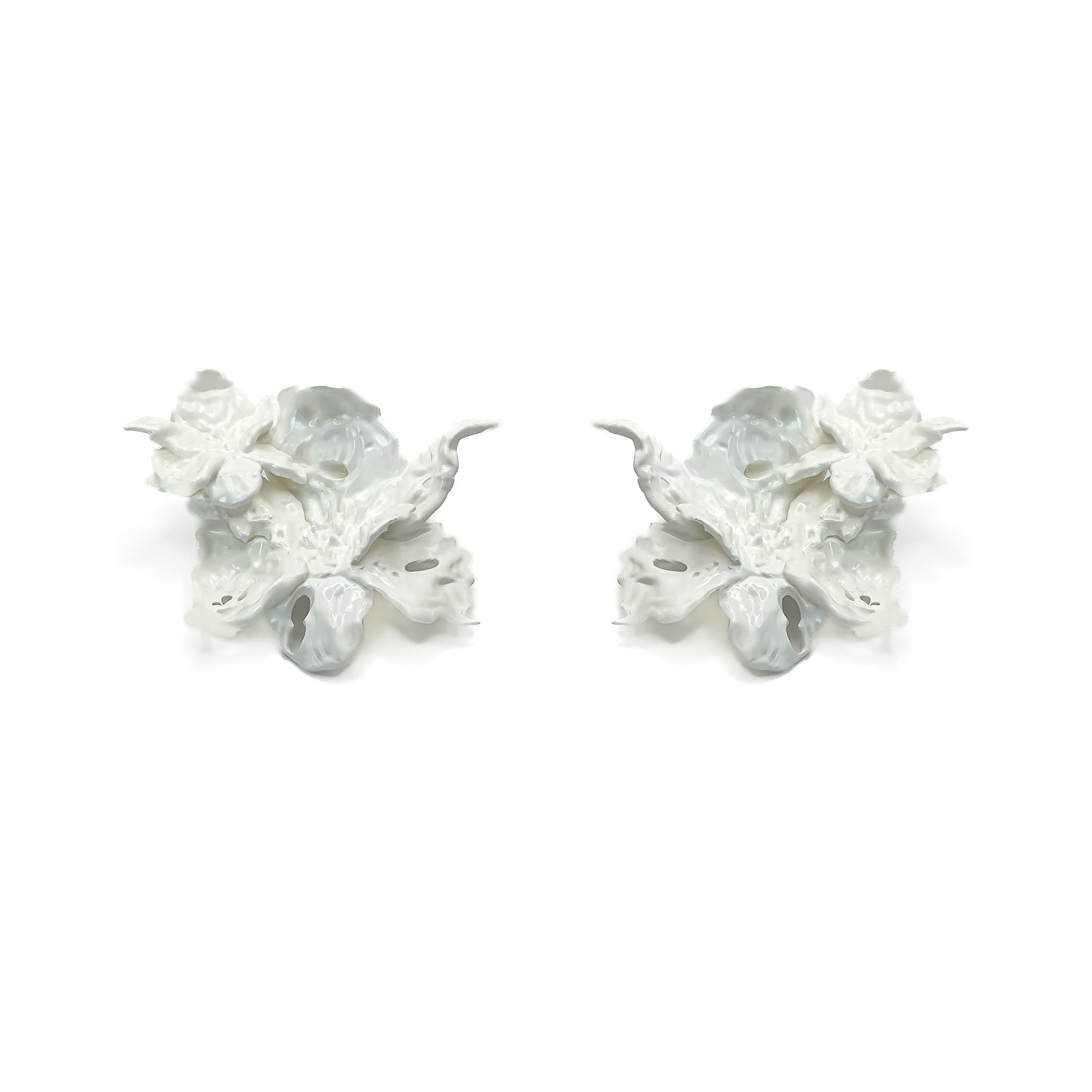 White Daffodils Blossom Duo Flower Earring