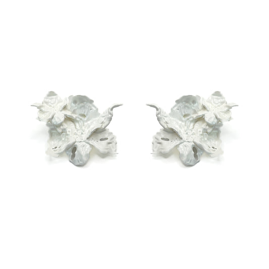 White Daffodils Blossom Duo Flower Earring