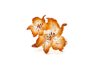 Daffodil Duo Flower Ring - Burnt Orange Edge