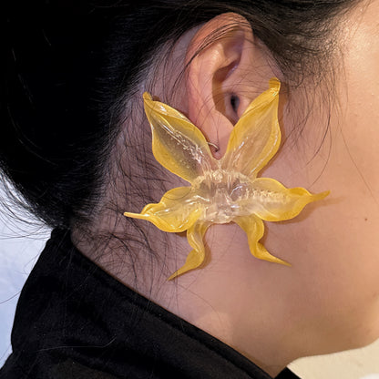 Spicy Mustard Orchid Earrings