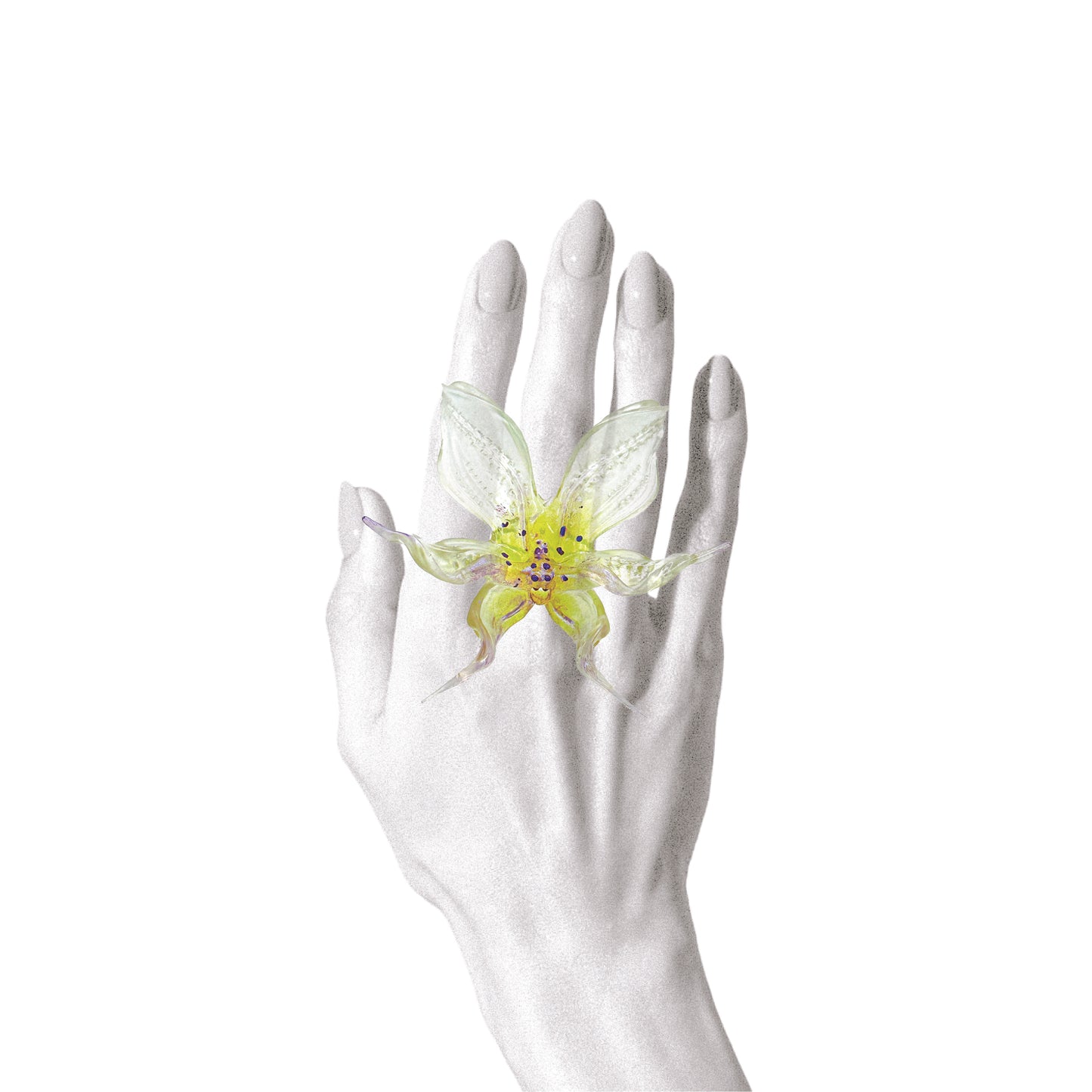 Dancing Orchid Ring - Yellow Green Center