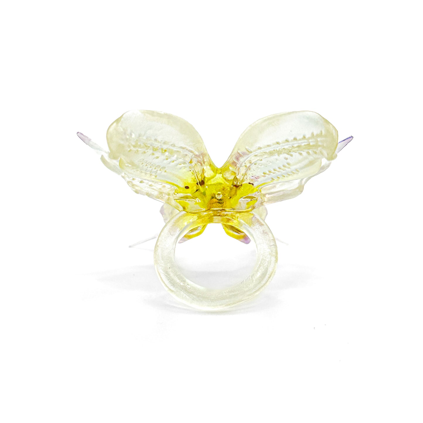 Dancing Orchid Ring - Yellow Green Center