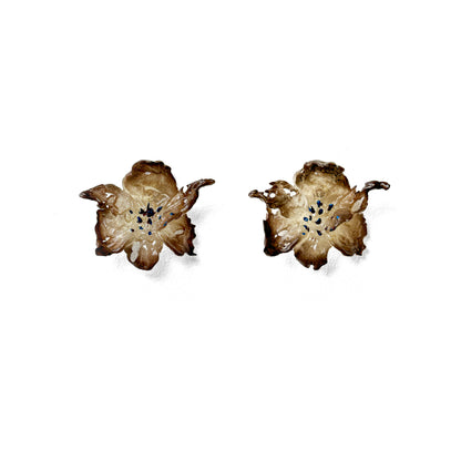 Regular Daffodils Earrings - Brown Edge/ Blue