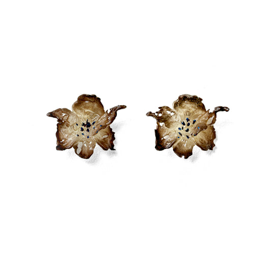 Regular Daffodils Earrings - Brown Edge/ Blue