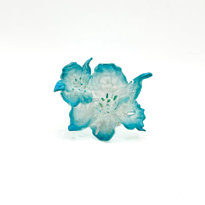 Daffodil Duo Flower Ring - Neon Blue