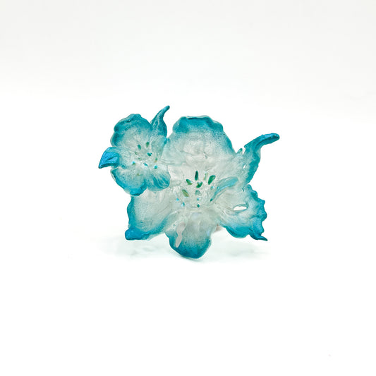 Daffodil Duo Flower Ring - Neon Blue
