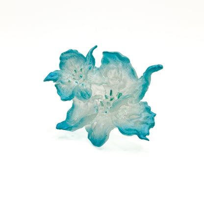 Daffodil Duo Flower Ring - Neon Blue