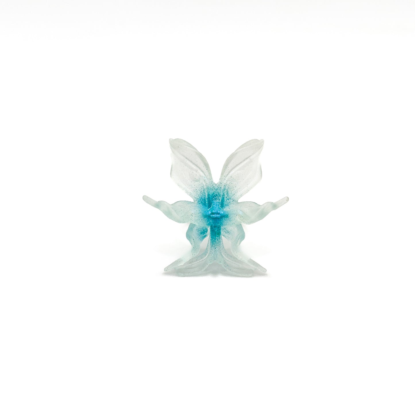 Mini Orchid Whisper Ring - Neon Blue Center