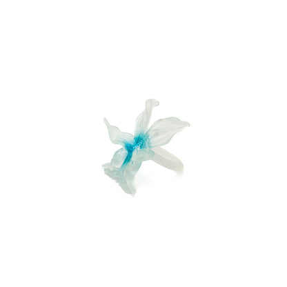 Mini Orchid Whisper Ring - Neon Blue Center