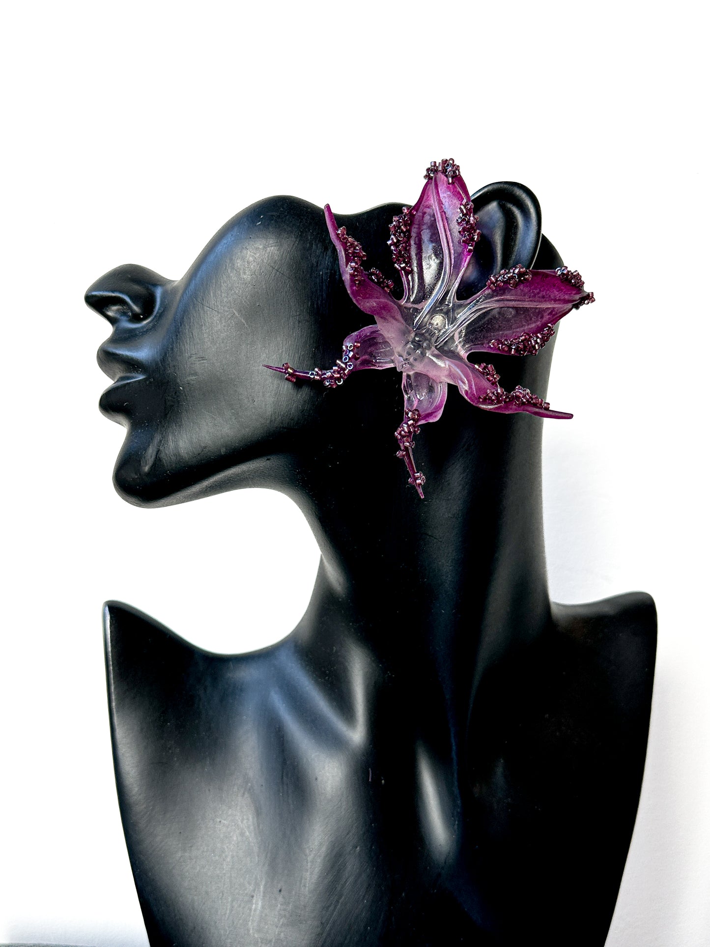 Miss Mysterious Beaded Orchid Earrings