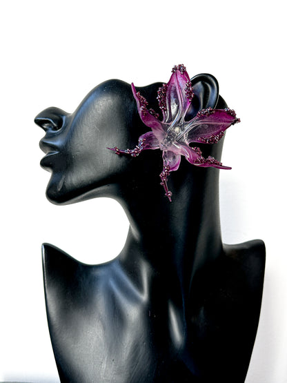 Miss Mysterious Beaded Orchid Earrings