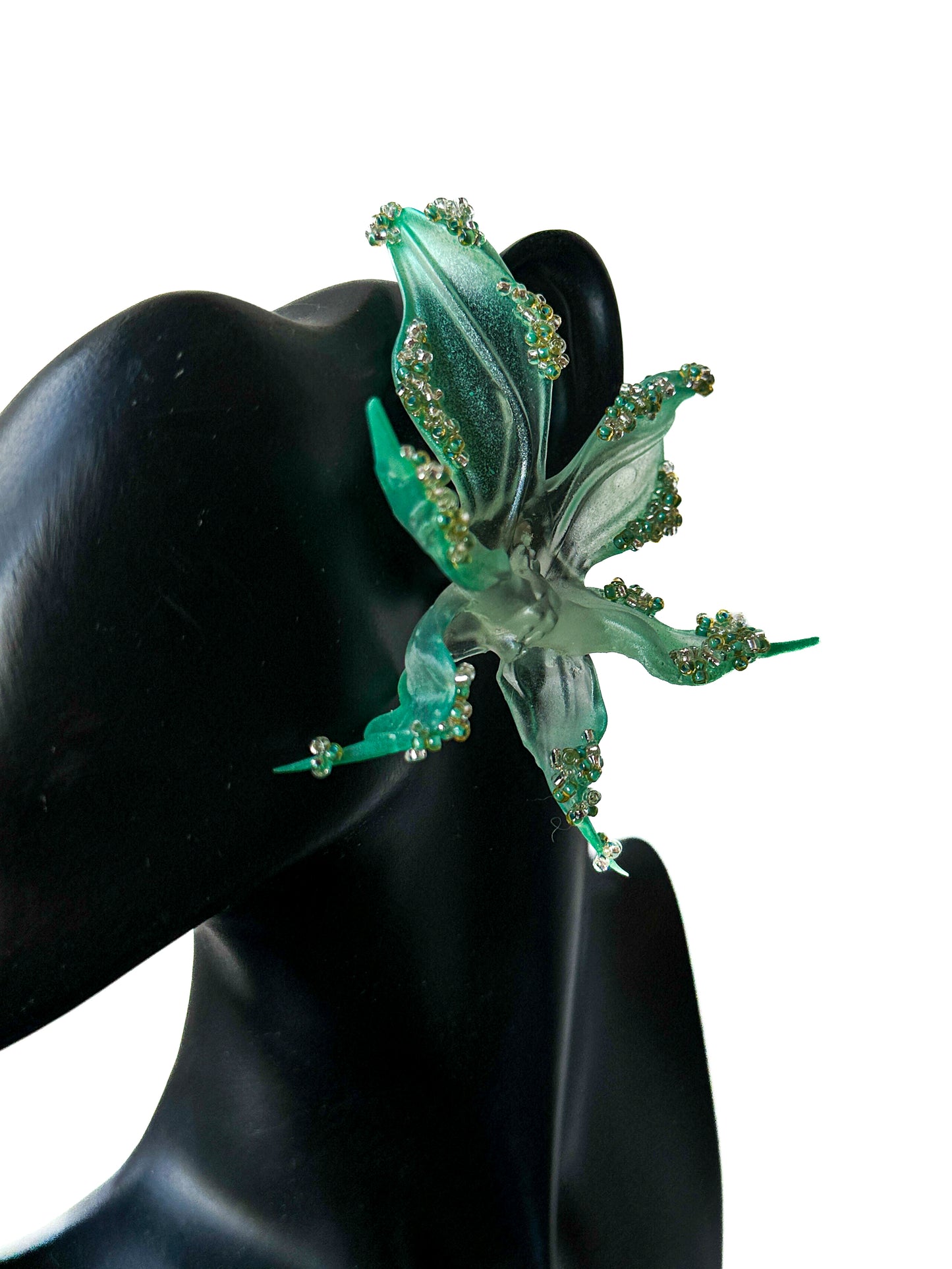 Mermaid Tears Beaded Orchid Earrings