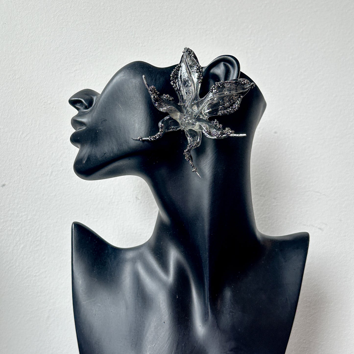 Moonlit Beaded Orchid Earrings- Special Edition