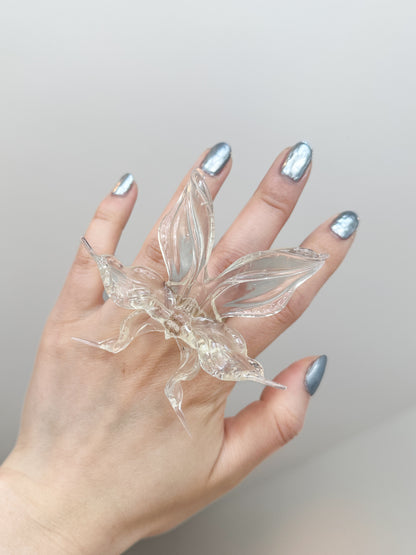 Large Dancing Orchid Ring - Clear