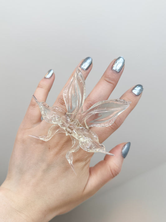 Large Dancing Orchid Ring - Clear