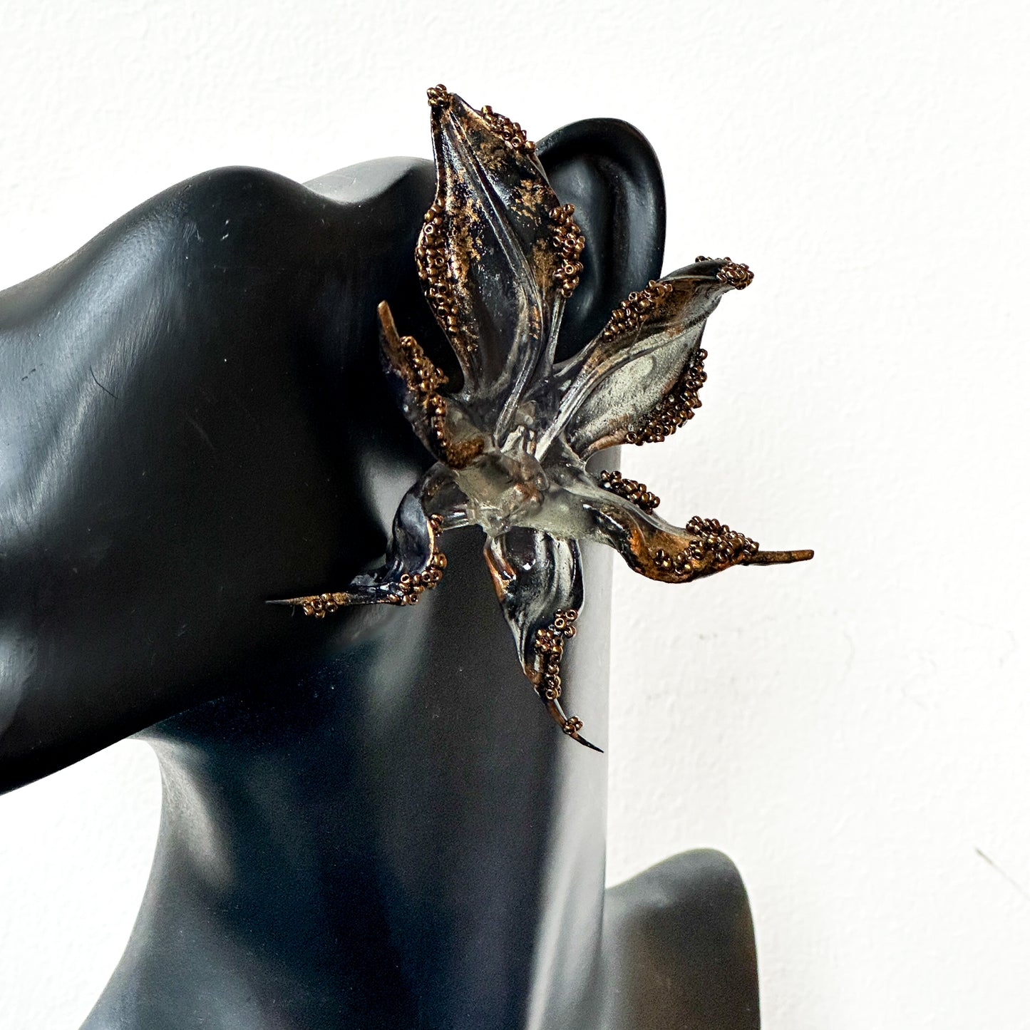 Burnished Beaded Orchid Earrings- Special Edition