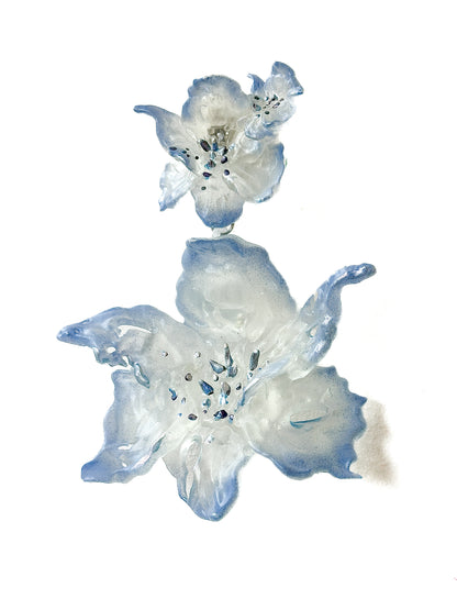 Daffodil Blossom Dangle Earrings -Fairy Blue