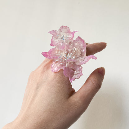 Daffodil Duo Flower Ring - Baby Pink Edge