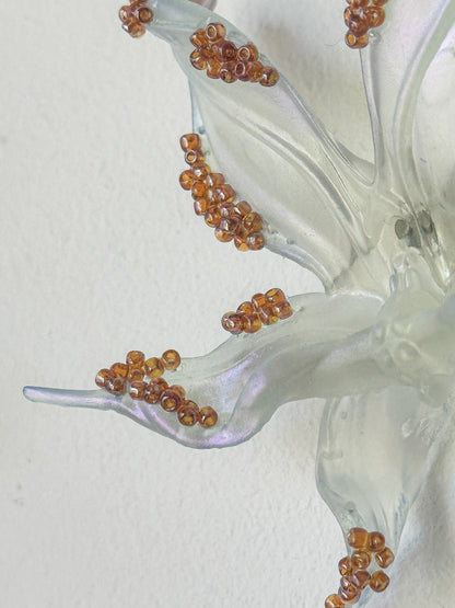 Amber Tears Beaded Orchid Earrings