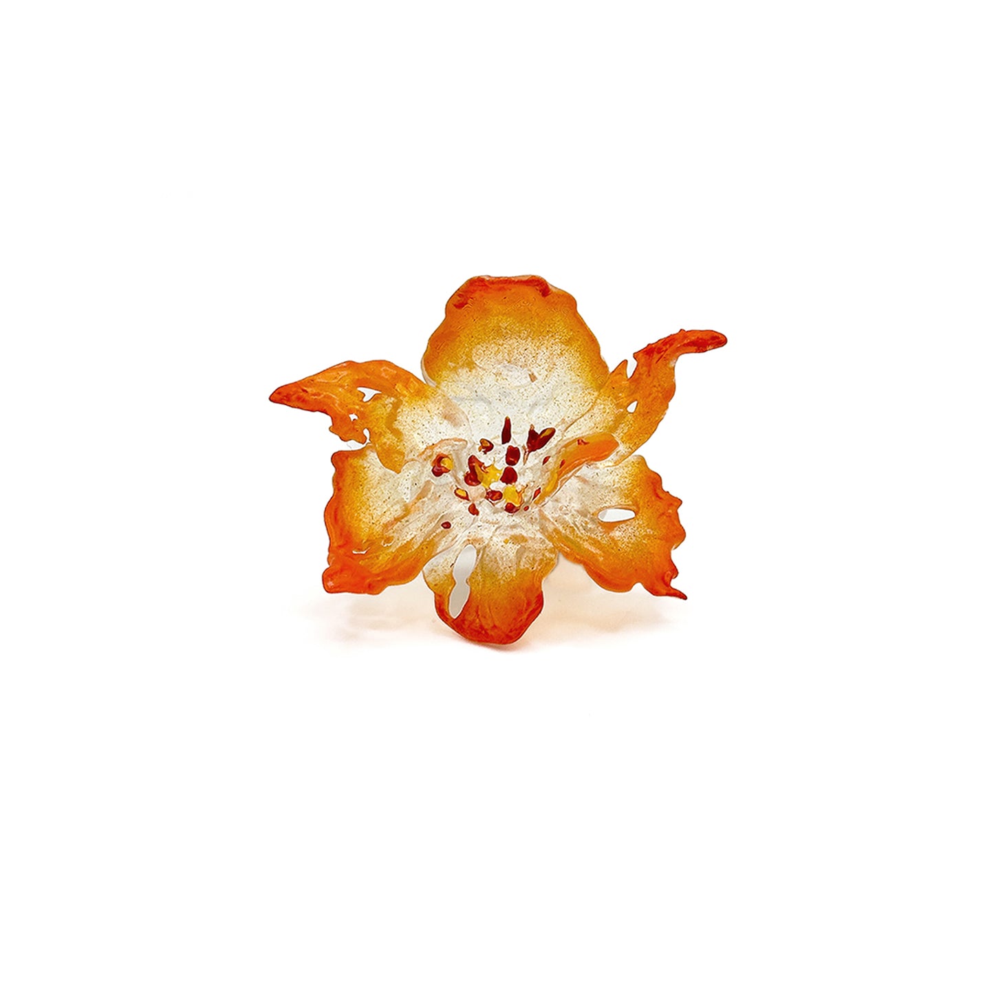 Daffodil Flower Ring Nº1 - Burnt Orange Edge