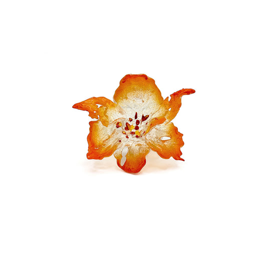Daffodil Flower Ring Nº1 - Burnt Orange Edge
