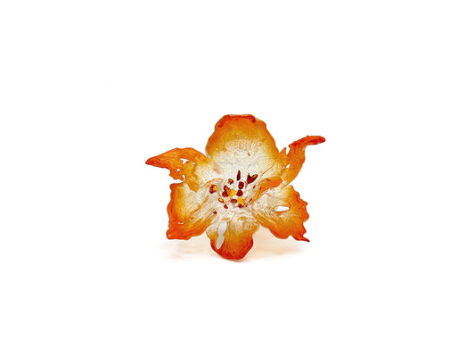 Daffodil Flower Ring Nº1 - Burnt Orange Edge