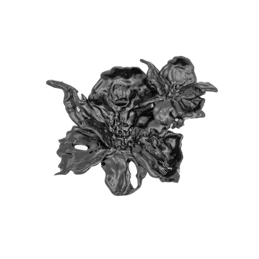 Black Daffodil Duo Flower Brooch