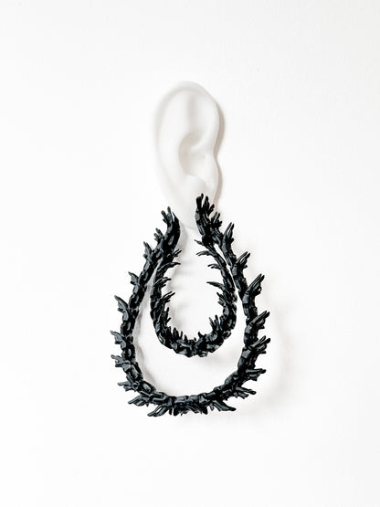 Ocean Coral Spine Earrings - Black