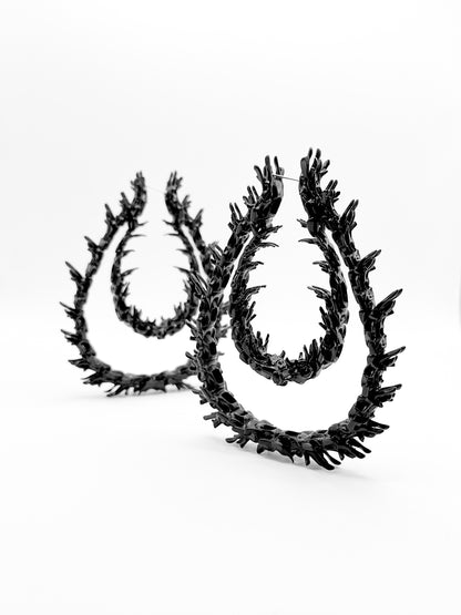 Ocean Coral Spine Earrings - Black