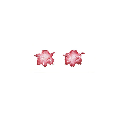 Mini Daffodils Blossom Stud Earrings- Red Edge