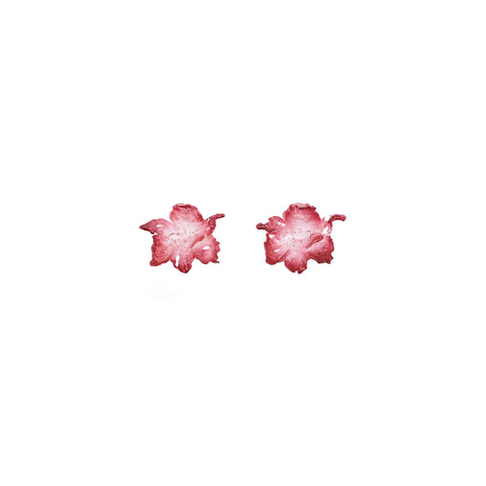 Mini Daffodils Blossom Stud Earrings- Red Edge