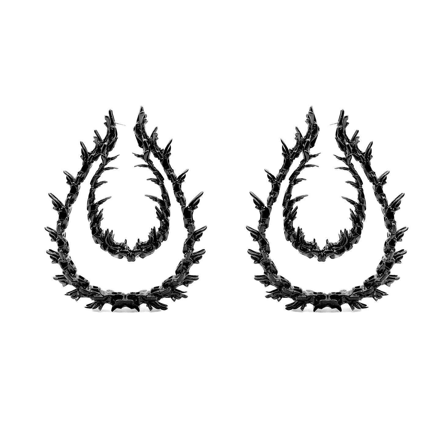 Ocean Coral Spine Earrings - Black