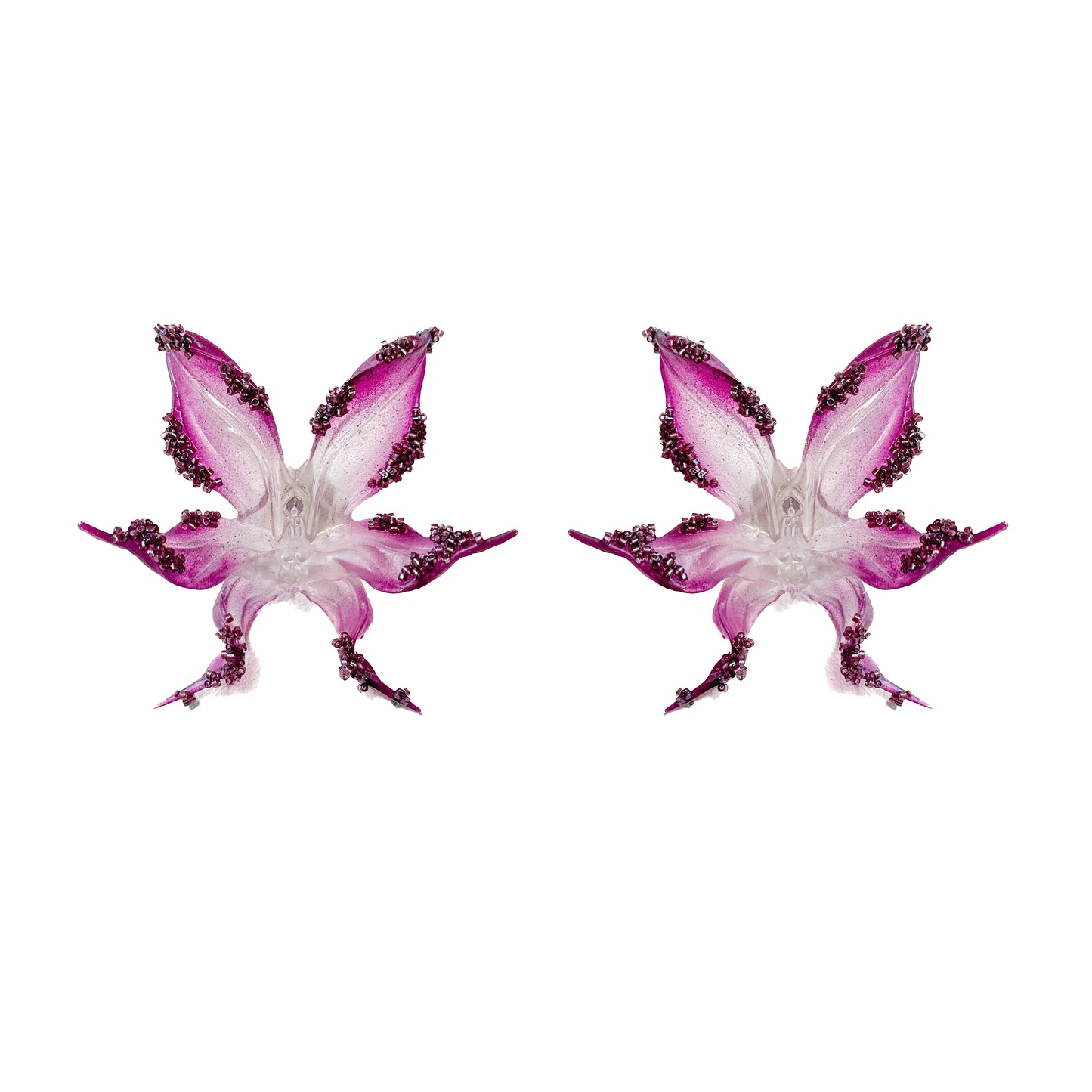 Miss Mysterious Beaded Orchid Earrings