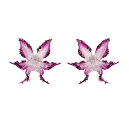 Miss Mysterious Beaded Orchid Earrings