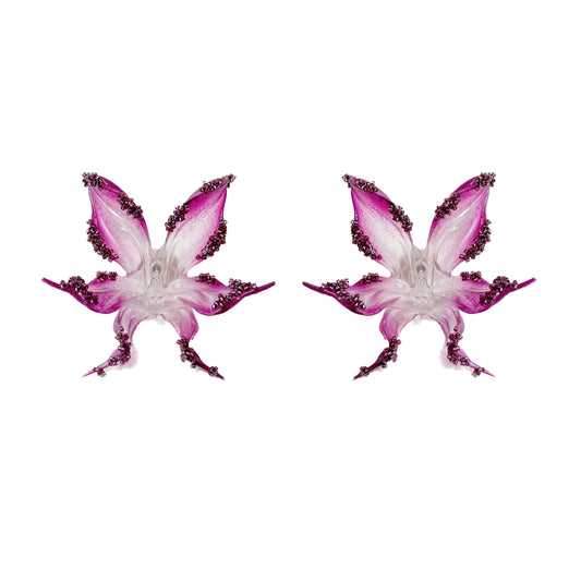 Miss Mysterious Beaded Orchid Earrings