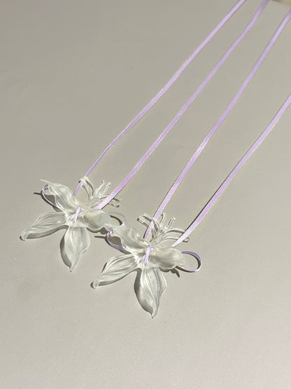 Clear Orchid Whispers Earrings Ribbon
