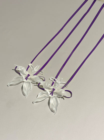 Clear Orchid Whispers Earrings Ribbon