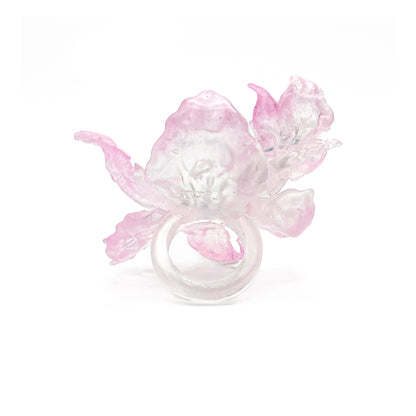 Daffodil Duo Flower Ring - Baby Pink Edge