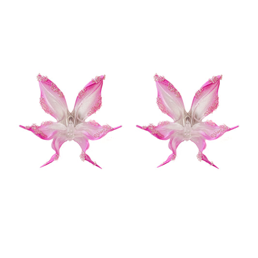 Sakura Tears Beaded Orchid Earrings